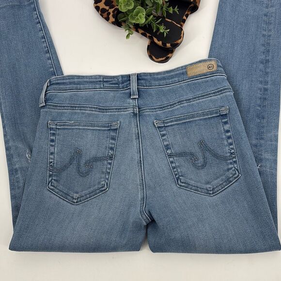 AG The MIDI Ankle Mid-Rise Cropped Jegging Distressed Stretch Jeans Faded Blue 2 - Picture 5 of 10